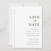 Moderne minimalistische zwarte en witte bruiloft save the date (Voorkant)