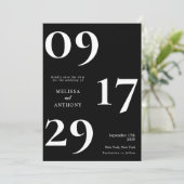 Moderne minimalistische zwarte en witte bruiloft save the date (Staand voorkant)
