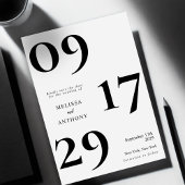 Moderne minimalistische zwarte en witte bruiloft save the date