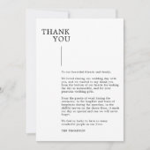 Moderne, minimalistische zwarte en witte bruilofte bedankkaart (Voorkant)