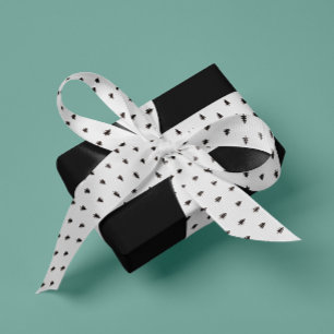 Moderne minimalistische zwarte en witte dennenbome grosgrain lint