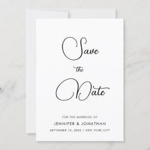 Moderne Minimalistische Zwarte En Witte Kalligrafi Save The Date