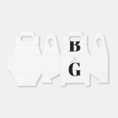 Moderne minimalistische zwarte en witte monogram b bedankdoosjes (Uitgevouwen)