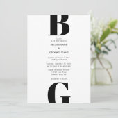 Moderne minimalistische zwarte en witte monogram b kaart (Staand voorkant)