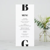 Moderne minimalistische zwarte en witte monogram b menu (Staand voorkant)