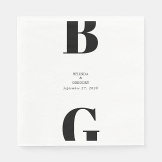 Moderne minimalistische zwarte en witte monogram b servet
