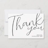 Moderne Minimalistische Zwarte en Witte Script Bedankkaart (Voorkant)