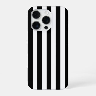 Moderne minimalistische zwarte en witte strepen iPhone 16 pro hoesje