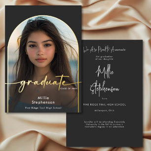 Moderne Minimalistische Zwarte Folie Afstudeeraank Uitnodiging