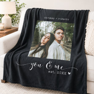 Moderne Minimalistische Zwarte Foto Script Fleece Deken