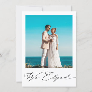 Moderne minimalistische zwarte foto-weddenschap aankondiging