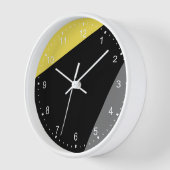 Moderne, minimalistische zwarte gele klok (Hoek)