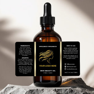 Moderne minimalistische zwarte gouden cosmetische etiket
