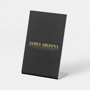 Moderne Minimalistische Zwarte Gouden Professionel Reclamebord Met Voetstuk