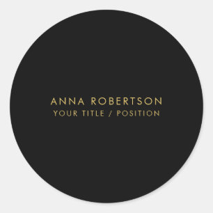 Moderne Minimalistische Zwarte Gouden Professionel Ronde Sticker