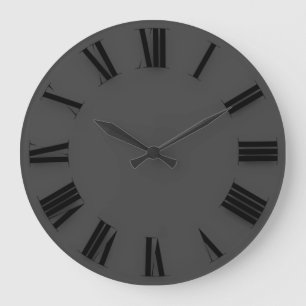 Moderne minimalistische zwarte grijze Romeinen Grote Klok