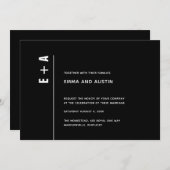Moderne, minimalistische zwarte Initialen bruiloft Kaart (Voorkant / Achterkant)