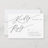 Moderne minimalistische zwarte kalligrafie Script RSVP Kaartje (Voorkant)
