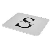 Moderne, minimalistische zwarte, persoonlijke naam snijplank (Hoek)