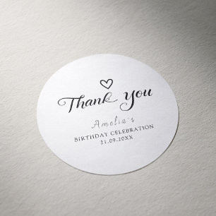 Moderne Minimalistische Zwarte Script Bedankt Ronde Sticker
