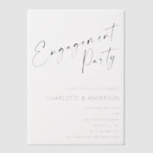 Moderne minimalistische zwarte Script Engagement P Vellum Uitnodigingen (Voorkant)