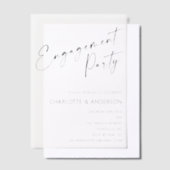 Moderne minimalistische zwarte Script Engagement P Vellum Uitnodigingen (Offset)