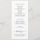 Moderne minimalistische zwarte script huwelijkscer programma (Achterkant)