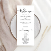 Moderne minimalistische zwarte script huwelijkscer programma