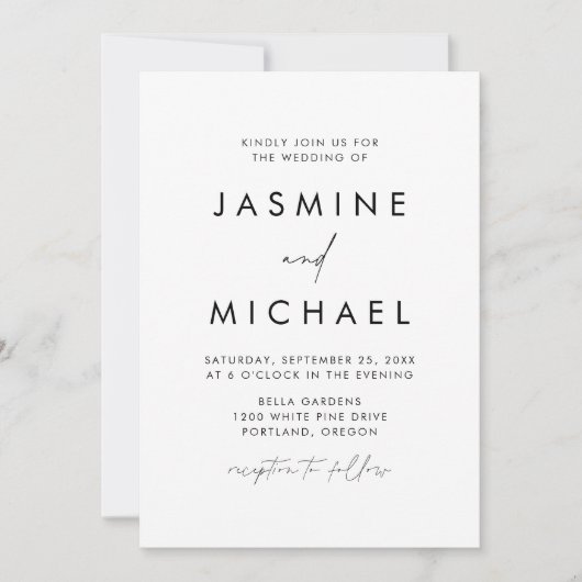 Moderne, minimalistische zwarte-scriptweduwen kaart (Voorkant)