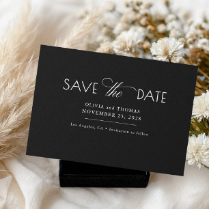 Moderne Minimalistische Zwarte Trouwkaart Save The Date