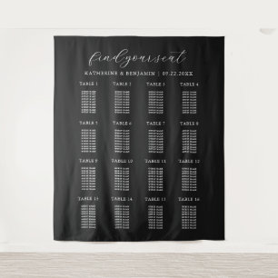 Moderne Minimalistische Zwarte Trouwstoelindeling Wandkleed