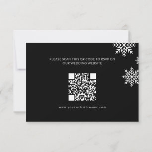 Moderne minimalistische zwarte winter bruiloft QR- RSVP Kaartje