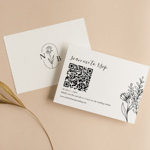 Moderne minimalistische zwarte witbruiloft QR-code RSVP Kaartje
