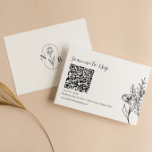 Moderne minimalistische zwarte witbruiloft QR-code RSVP Kaartje