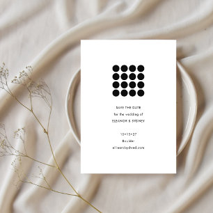 Moderne Minimalistische Zwarte Witte Geometrische  Save The Date