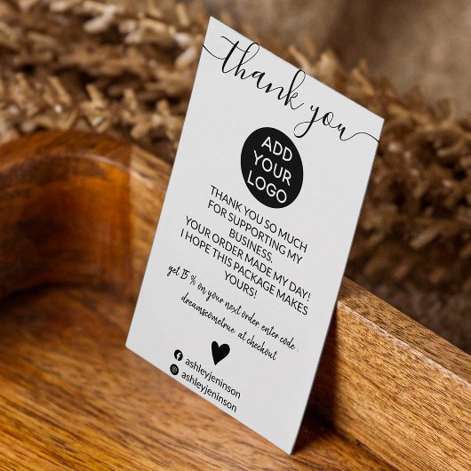 Moderne, minimalistische zwarte witte orde bedankt visitekaartje