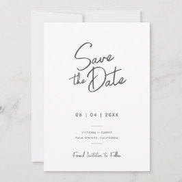 Moderne Minimalistische Zwarte Witte Script Foto H Save The Date