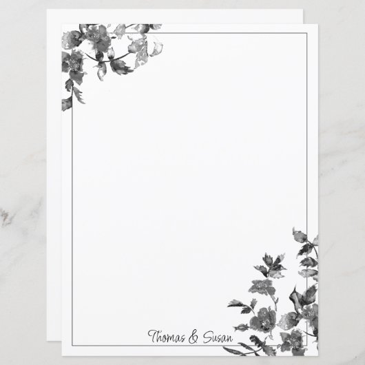 Moderne, minimalistische zwarte witte waterverf ro (Voorkant / Achterkant)