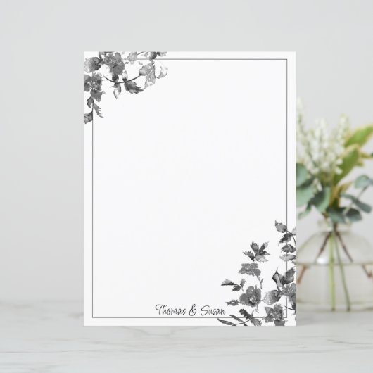 Moderne, minimalistische zwarte witte waterverf ro (Staand voorkant)