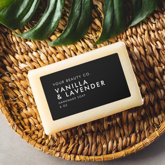 Moderne minimalistische zwarte zeep-label labels