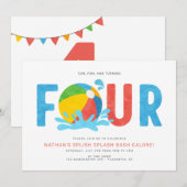 Moderne minimalistische zwembadfeest vierde verjaa kaart (Voorkant / Achterkant)