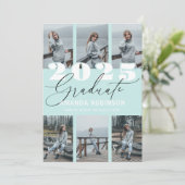 Moderne Mint 6 Foto Afstudeerfeestje Aankondiging (Staand voorkant)