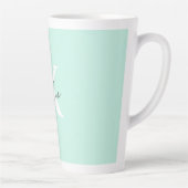 Moderne Mint Cream Gepersonaliseerde Monogram Naam Latte Mok (Rechts)