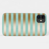 Moderne Mint Green & Gold Stripes Case-Mate iPhone Case (Achterkant (horizontaal))