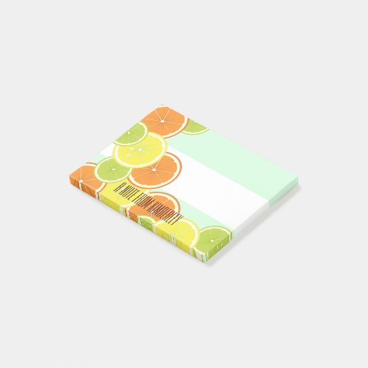 Moderne mint-groene citrusvruchten post-it® notes (Schuin)