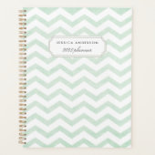 Moderne Mint Groene Geometrische Patroon Planner (Voorkant)