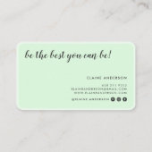 Moderne mint groene ronde rand elegant minimaal visitekaartje (Achterkant)