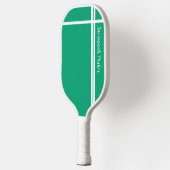 Moderne Mint Groene Witte Strepen Aangepaste Naam Pickleball Paddle (Links)