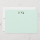 Moderne Mint Sage Monogram Initialen Gepersonalise Bedankkaart (Voorkant)