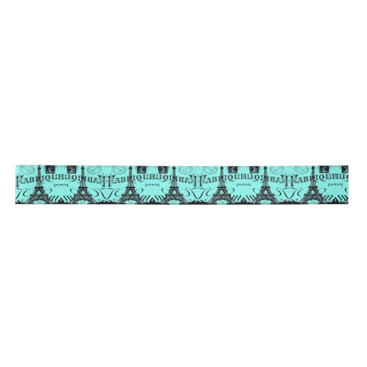 Moderne Mint Turquoise Aqua Blue Paris Eiffeltoren Lint (Voorkant)